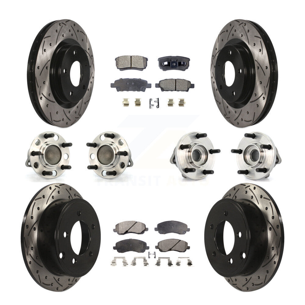 Hub Bearing Coated Brake Rotor Pads Front Rear Kit (10Pc) For Chrysler Dodge 200