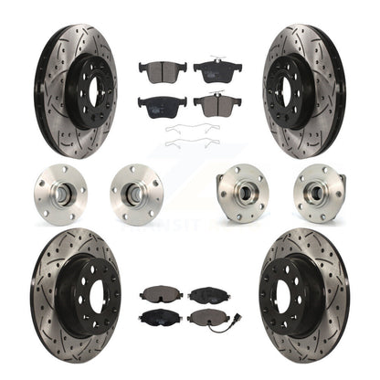 Hub Bearing Coated Brake Rotor & Pad Front Rear Kit (10Pc) For Volkswagen e-Golf