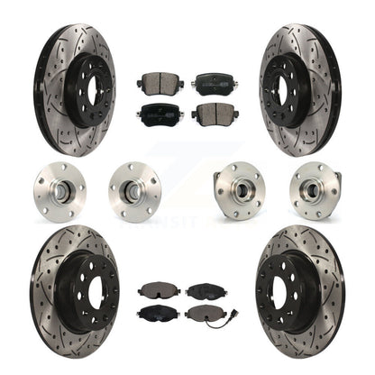 Hub Bearing Coated Brake Rotor And Pad Front Rear Kit (10Pc) For Volkswagen Golf