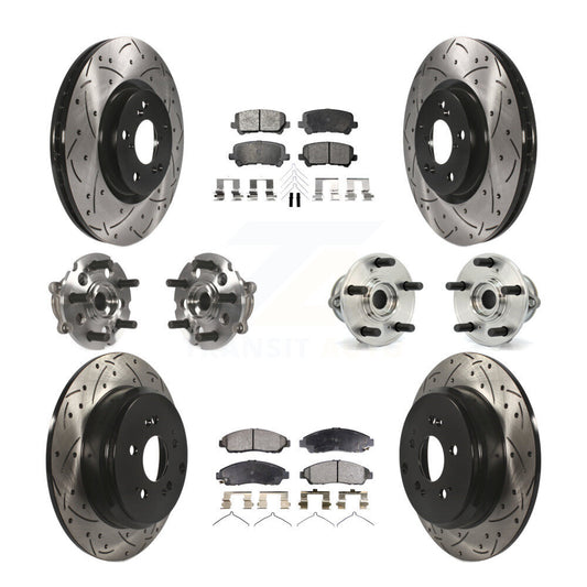Hub Bearing Coat Brake Rotor Pad Front Rear Kit (10Pc) For Honda Pilot Acura MDX