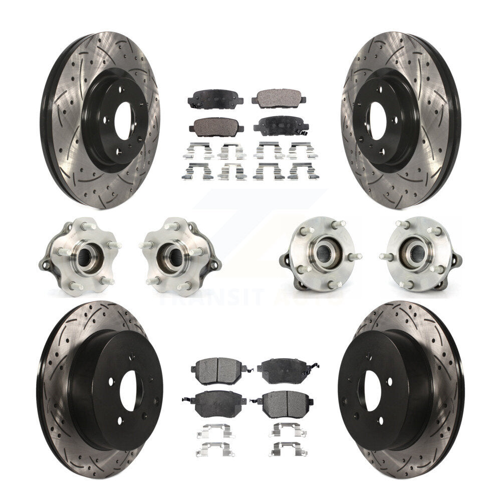 Hub Bearing Coated Brake Rotor & Pad Front Rear Kit (10Pc) For Nissan Murano AWD