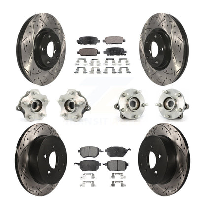 Hub Bearing Coated Brake Rotor & Pad Front Rear Kit (10Pc) For Nissan Murano AWD