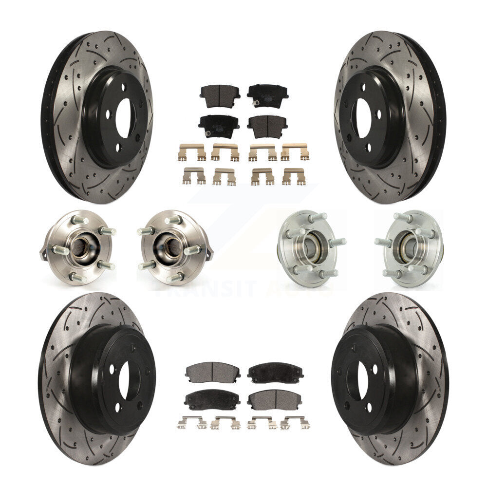 Hub Bearing Coated Brake Rotor Pads Front Rear Kit (10Pc) For Dodge Chrysler 300