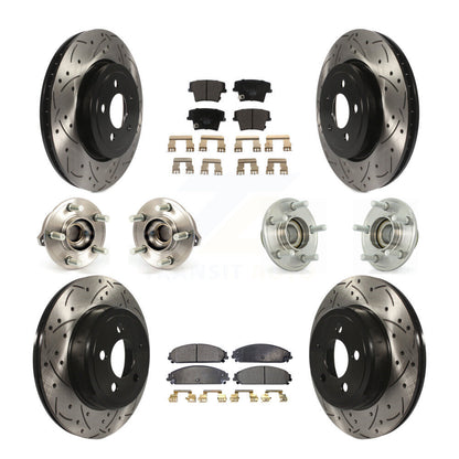 Hub Bearing Coated Brake Rotor Pads Front Rear Kit (10Pc) For Chrysler 300 Dodge