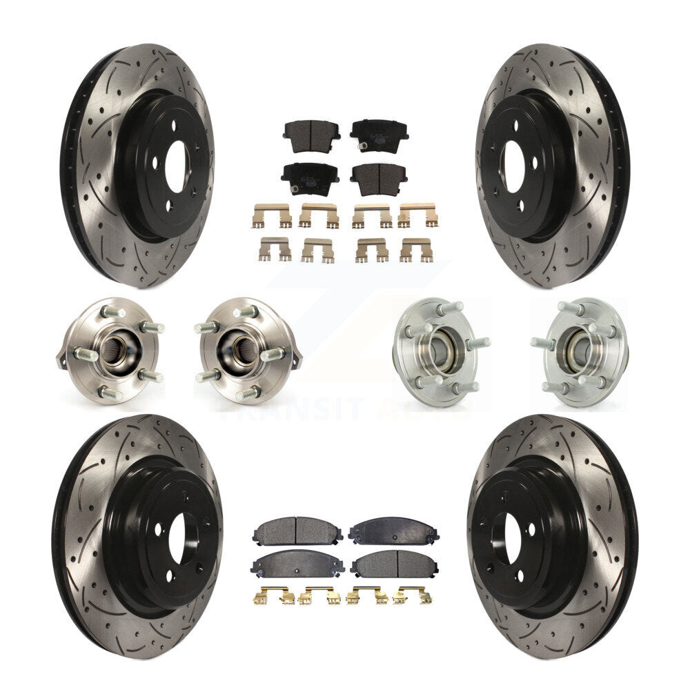 Hub Bearing Coated Disc Brake Rotor Pads Front Rear Kit (10Pc) For Dodge Charger