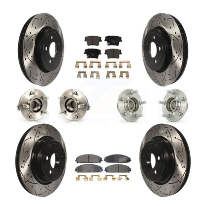 Hub Bearing Coated Disc Brake Rotor Pads Front Rear Kit (10Pc) For Dodge Charger