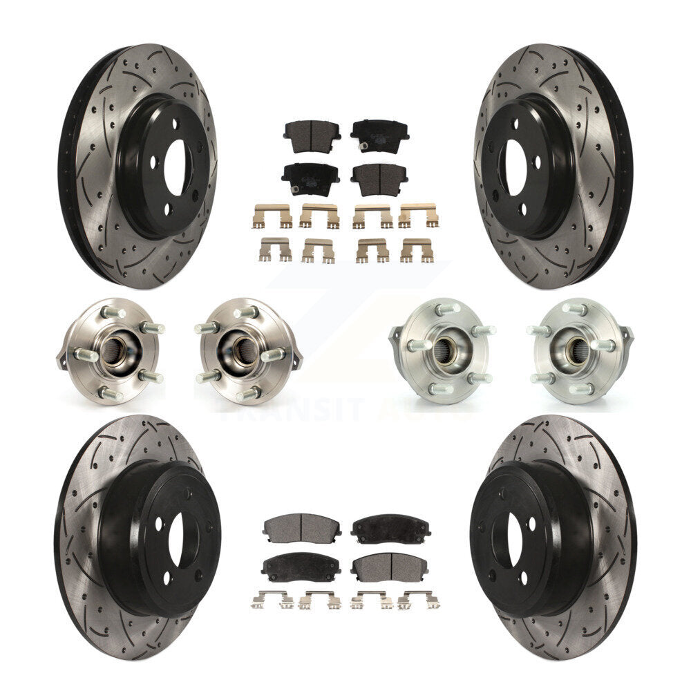 Hub Bearing Coated Brake Rotor & Pad Front Rear Kit (10Pc) For Dodge Charger 300