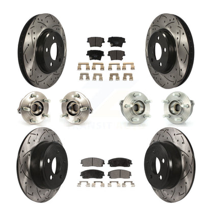 Hub Bearing Coated Brake Rotor & Pad Front Rear Kit (10Pc) For Dodge Charger 300