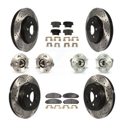 Hub Bearing Coated Brake Rotor Pads Front Rear Kit (10Pc) For Chrysler 300 Dodge