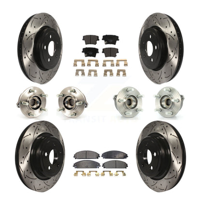 Hub Bearing Coated Disc Brake Rotor Pads Front Rear Kit (10Pc) For Dodge Charger