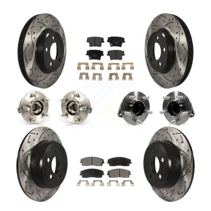 Hub Bearing Coated Brake Rotor Pads Front Rear Kit (10Pc) For Chrysler 300 Dodge