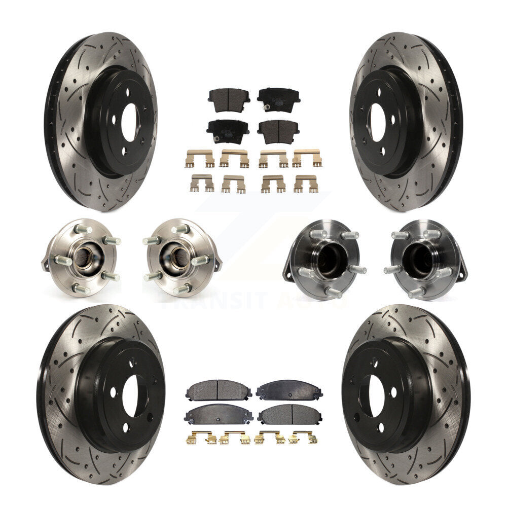 Hub Bearing Coated Brake Rotor Pads Front Rear Kit (10Pc) For Chrysler 300 Dodge