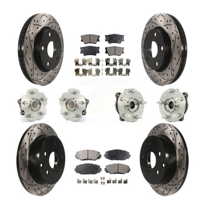 Hub Bearing Coated Disc Brake Rotor & Pads Front Rear Kit (10Pc) For Toyota RAV4