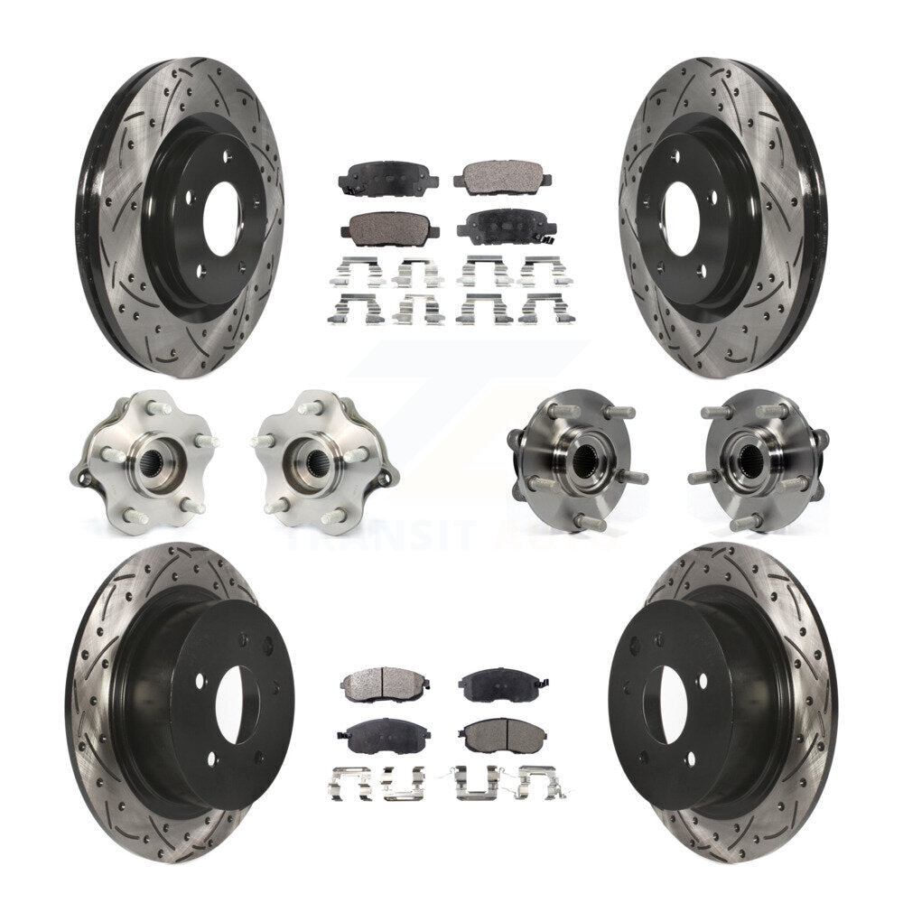 Hub Bearing Coated Disc Brake Rotor & Pads Front Rear Kit (10Pc) For Nissan Juke