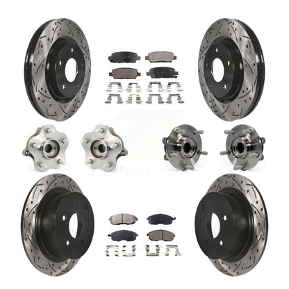 Hub Bearing Coated Disc Brake Rotor & Pads Front Rear Kit (10Pc) For Nissan Juke