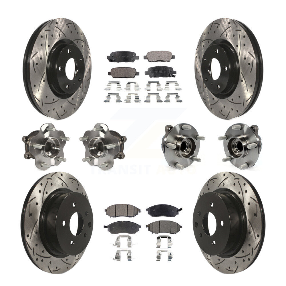 Hub Bearing Coated Brake Rotor Pads Front Rear Kit (10Pc) For INFINITI EX35 QX50
