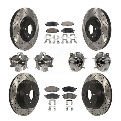 Hub Bearing Coated Brake Rotor Pads Front Rear Kit (10Pc) For INFINITI EX35 QX50