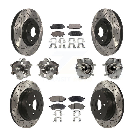 Hub Bearing Coated Brake Rotor Pads Front Rear Kit (10Pc) For INFINITI EX35 QX50