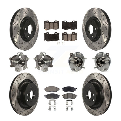 Hub Bearing Coated Disc Brake Rotor & Pads Front Rear Kit (10Pc) For Nissan 370Z