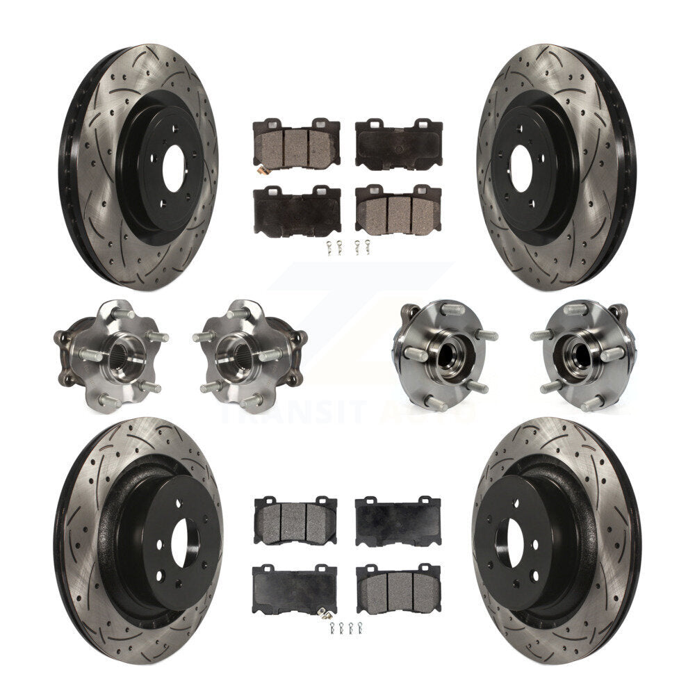 Hub Bearing Coated Brake Rotor & Pads Front Rear Kit (10Pc) For INFINITI G37 RWD