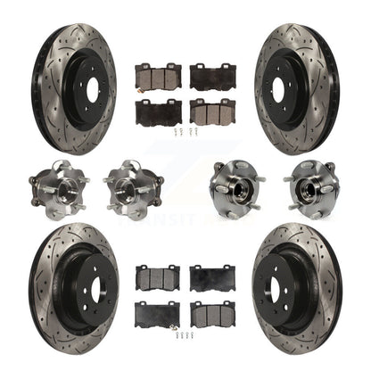 Hub Bearing Coated Brake Rotor & Pads Front Rear Kit (10Pc) For INFINITI G37 RWD