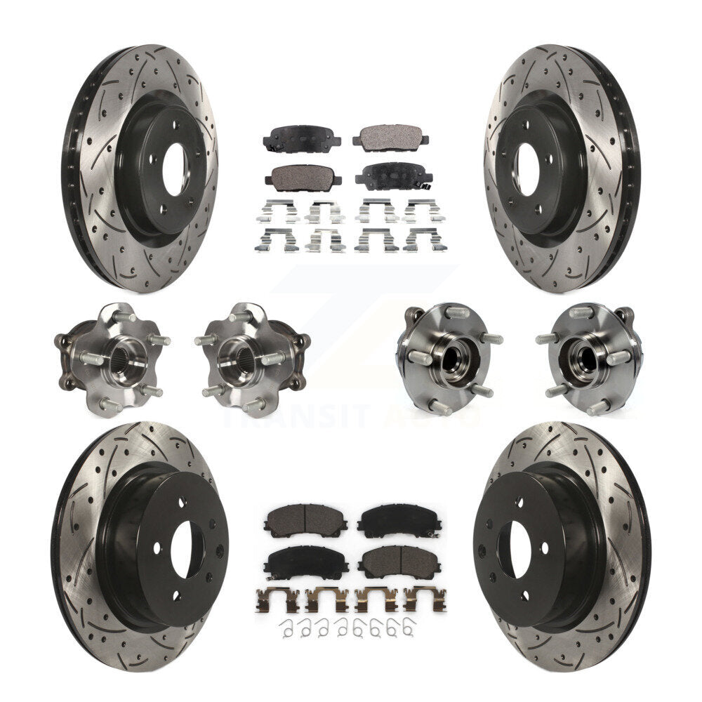Hub Bearing Coated Brake Rotor & Pad Front Rear Kit (10Pc) For INFINITI QX50 RWD