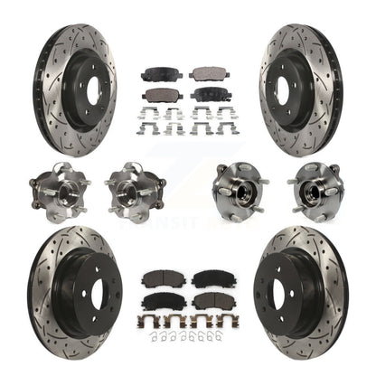 Hub Bearing Coated Brake Rotor & Pad Front Rear Kit (10Pc) For INFINITI QX50 RWD