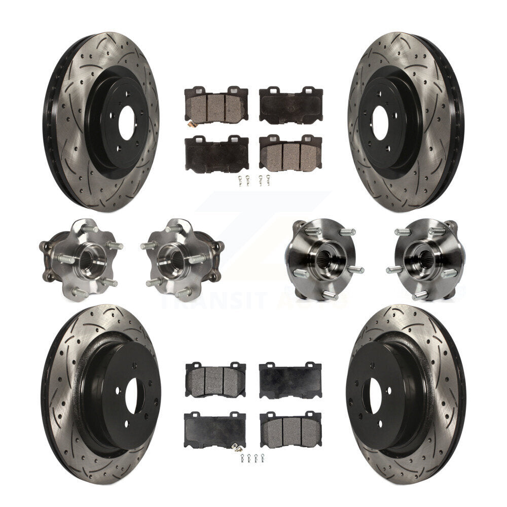 Hub Bearing Coated Disc Brake Rotor Pads Front Rear Kit (10Pc) For INFINITI FX50