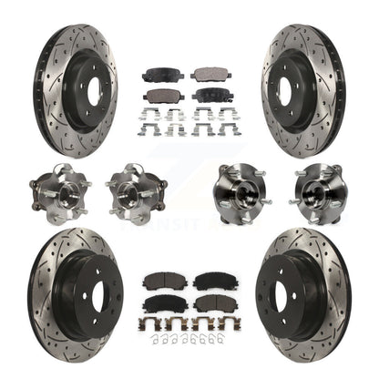 Hub Bearing Coated Brake Rotor & Pad Front Rear Kit (10Pc) For INFINITI QX50 AWD