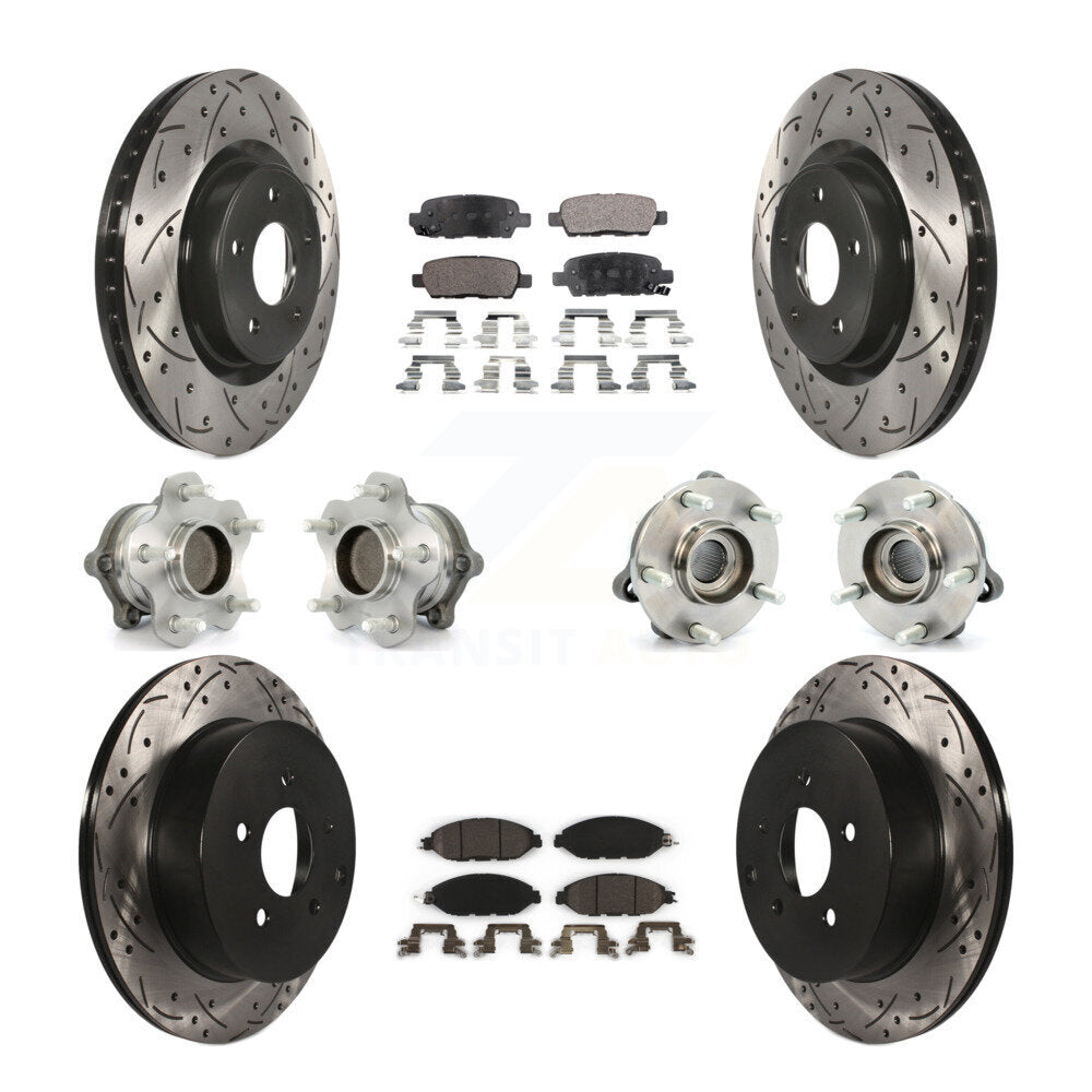 Hub Bearing Coat Brake Rotor Pad Front Rear Kit (10Pc) For Nissan Pathfinder FWD