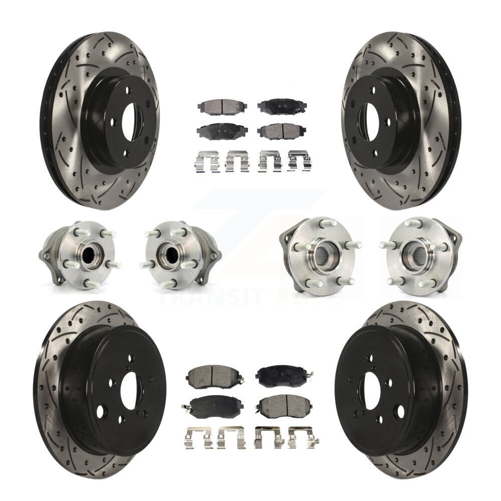 Hub Bearing Coated Disc Brake Rotor Pad Front Rear Kit (10Pc) For Subaru Impreza