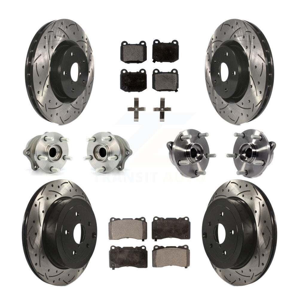 Hub Bearing Coated Brake Rotor Pads Front Rear Kit (10Pc) For Subaru Impreza WRX