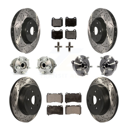 Hub Bearing Coated Brake Rotor Pads Front Rear Kit (10Pc) For Subaru Impreza WRX