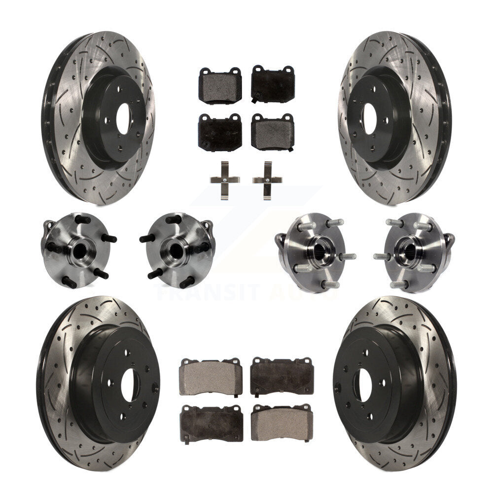 Hub Bearing Coated Brake Rotor Pads Front Rear Kit (10Pc) For Subaru Impreza WRX