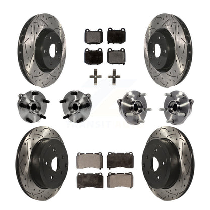 Hub Bearing Coated Brake Rotor Pads Front Rear Kit (10Pc) For Subaru Impreza WRX