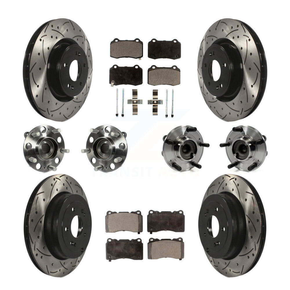 Hub Bearing Coat Brake Rotor Pad Front Rear Kit (10Pc) For Hyundai Genesis Coupe