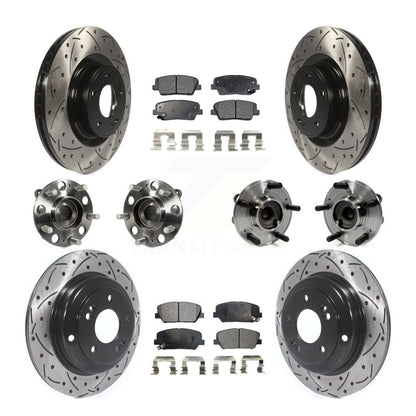 Hub Bearing Coat Brake Rotor Pad Front Rear Kit (10Pc) For Hyundai Genesis Coupe