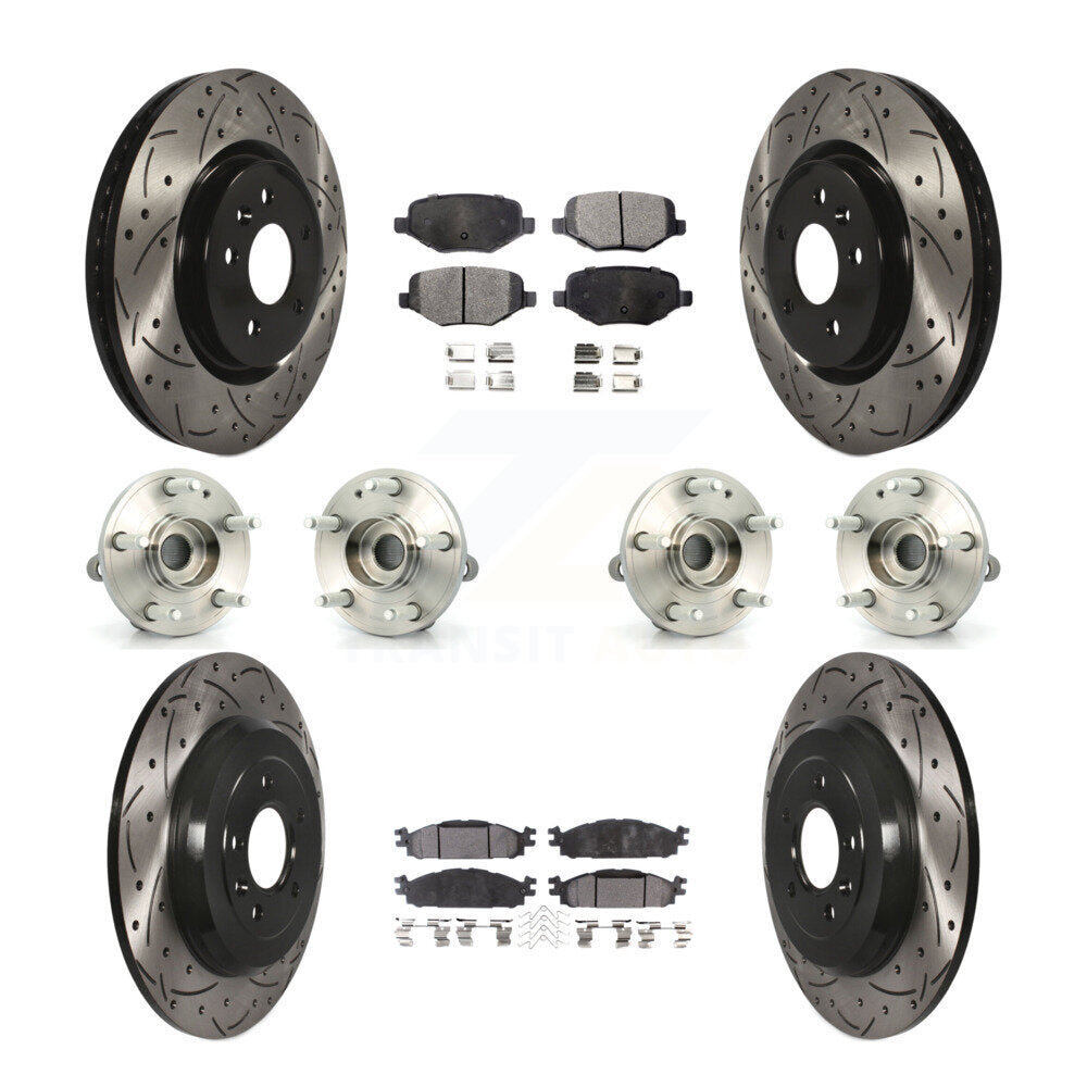 Hub Bearing Coated Disc Brake Rotor Pads Front Rear Kit (10Pc) For Ford Explorer