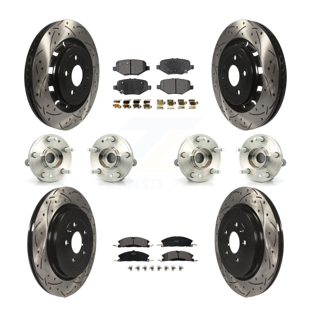 Hub Bearing Coated Disc Brake Rotor Pads Front Rear Kit (10Pc) For Ford Explorer