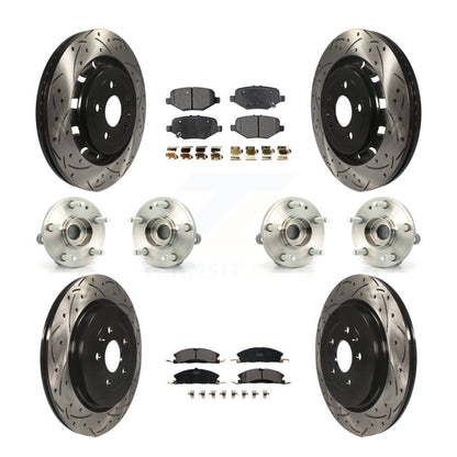 Hub Bearing Coated Disc Brake Rotor Pads Front Rear Kit (10Pc) For Ford Explorer