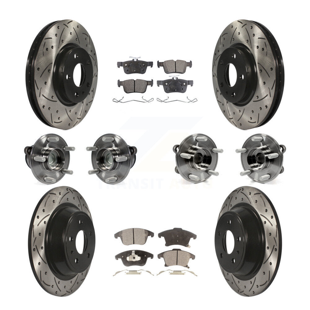 Hub Bearing Coated Brake Rotor Pad Front Rear Kit (10Pc) For Ford Fusion Lincoln