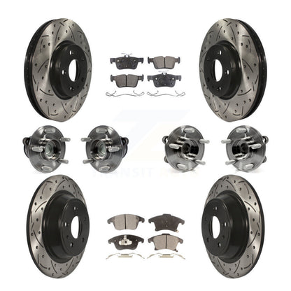 Hub Bearing Coated Brake Rotor Pad Front Rear Kit (10Pc) For Ford Fusion Lincoln