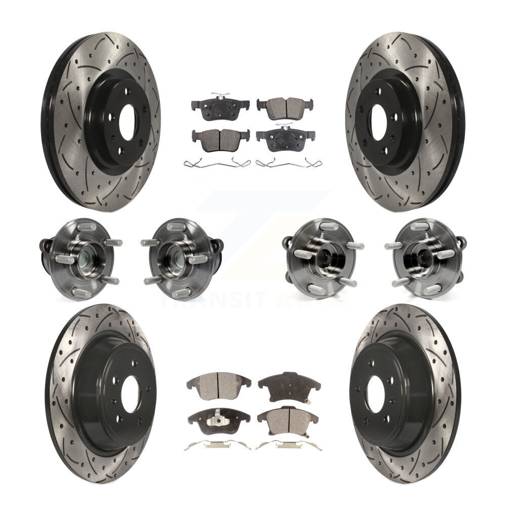 Hub Bearing Coated Brake Rotor Pad Front Rear Kit (10Pc) For Ford Fusion Lincoln