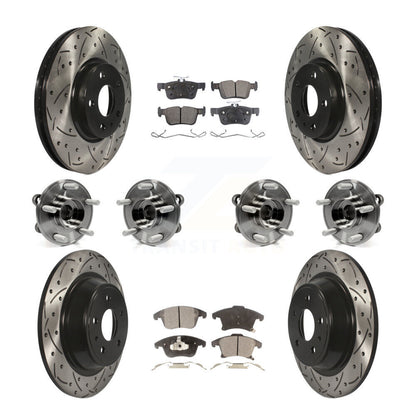 Hub Bearing Coated Disc Brake Rotor & Pads Front Rear Kit (10Pc) For Ford Fusion