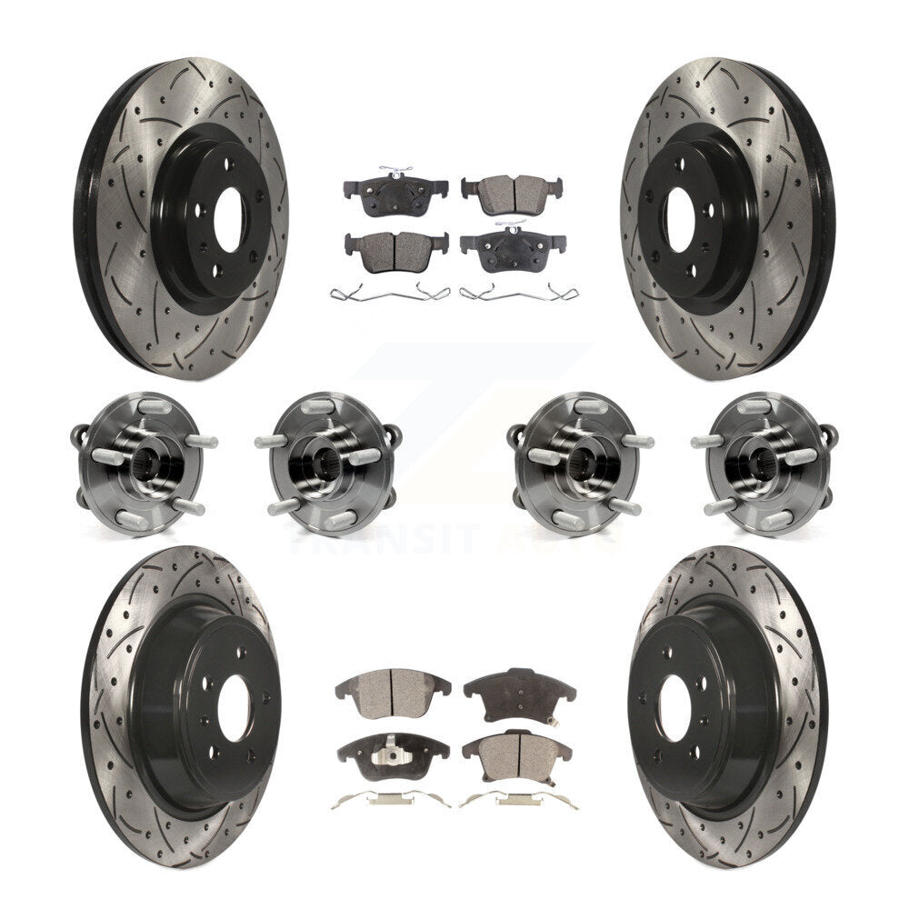Hub Bearing Coated Disc Brake Rotor & Pads Front Rear Kit (10Pc) For Lincoln MKZ