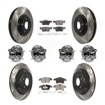 Hub Bearing Coated Disc Brake Rotor & Pads Front Rear Kit (10Pc) For Lincoln MKZ