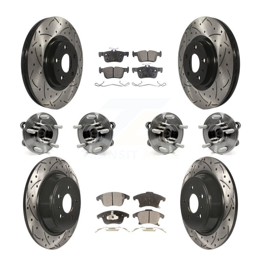 Hub Bearing Coated Disc Brake Rotor & Pads Front Rear Kit (10Pc) For Lincoln MKZ