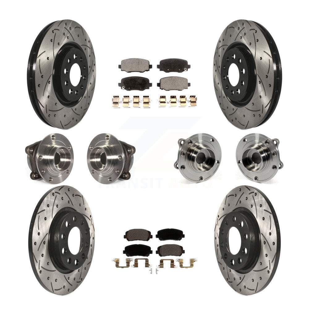 Hub Bearing Coated Brake Rotor & Pads Front Rear Kit (10Pc) For Chrysler 200 AWD