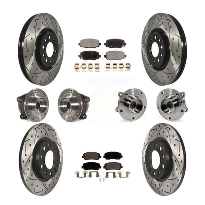 Hub Bearing Coated Brake Rotor & Pads Front Rear Kit (10Pc) For Chrysler 200 AWD