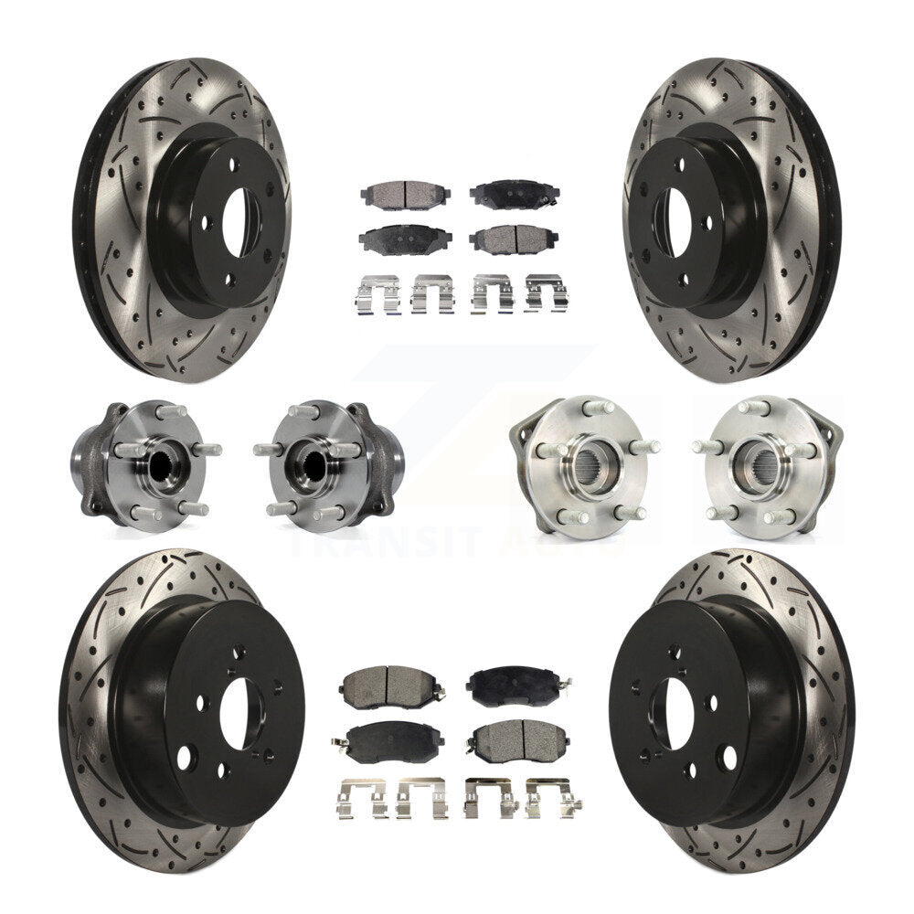 Hub Bearing Coated Disc Brake Rotor Pad Front Rear Kit (10Pc) For Subaru Impreza